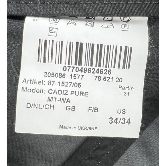 Brax Feel Good Mens Cadiz Pure Straight Leg Black Gray Mini Argyle Pants 34x30 - Picture 9 of 10